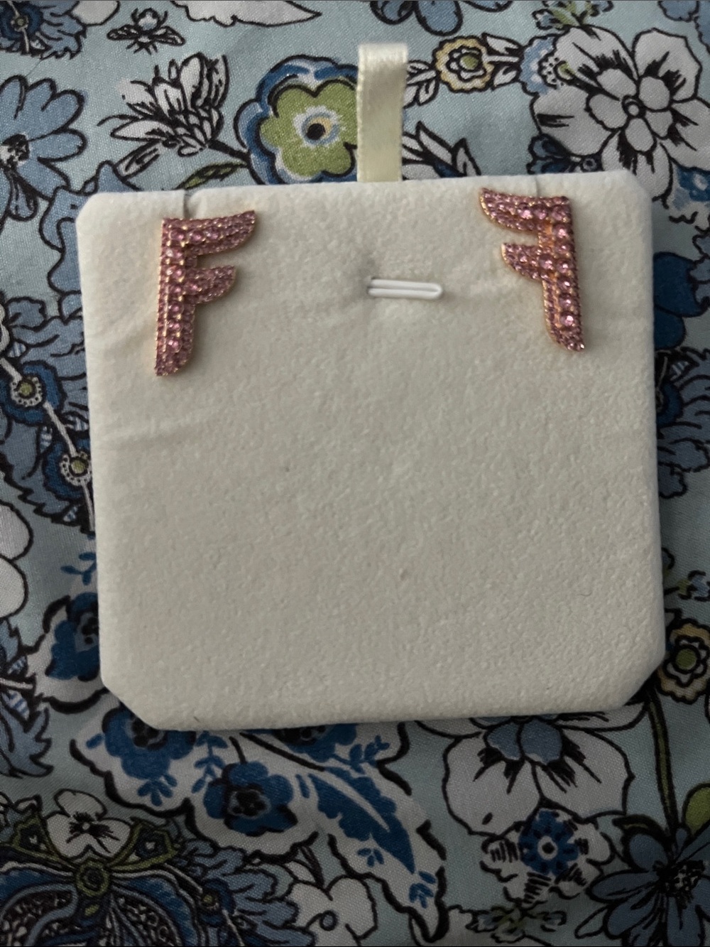 Fendi Pink Crystal Wing Stud Earrings